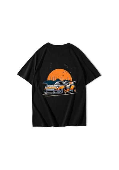 Brz Collectıon Brz Collection Unisex Oversize Istanbul & Porsche T-shirt Siyah