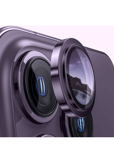 Apple Uyumlu iPhone 14 Pro Max Raze Metal Kamera Lens Koruyucu Derin Mor
