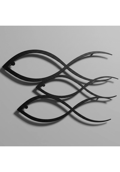 Balıklar Metal Tablo Siyah