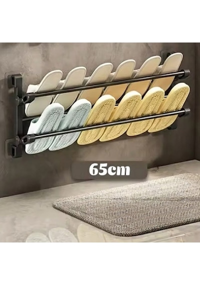 Sunup Sn-30748 Siyah Duvara Monte 65 Cm Çok Amaçlı Pratik Terlik Ayakkabı Ve Havlu Düzenleyici Diğer