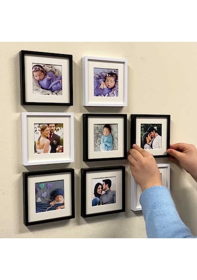 Yapışkanlı Sök-tak Paspartulu Beyaz 14x14 Cm Plastik Pola Kare Fo Beyaz