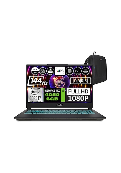 MSI Cyborg 15 A13VE-1479XTRWH04 i7-13620H 16 GB 4 TB SSD RTX4050 15.6" W11H Dizüstü Bilgisayar + Zetta Çanta