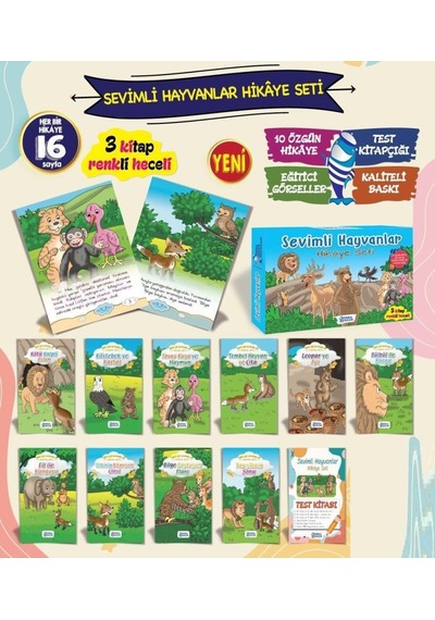 Orka 1. Sınıf Sevimli Hayvanlar Hikaye Seti 10 Kitap