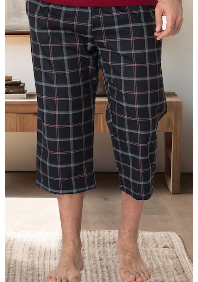 Mecit Pijama Mecit 3006 Siyah Ekoseli Erkek Capri Alt Pijama Siyah