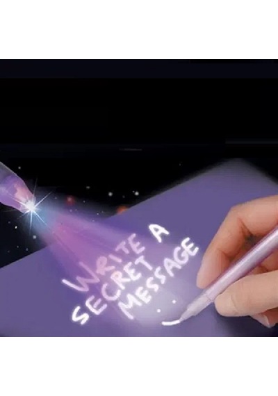Vıp 6 Pcs Invisible Ink Pens Uv Led Light 6 Adet Mor Işıklı Görünmez Kalem Figürlü Işıklı Kalem Renkli