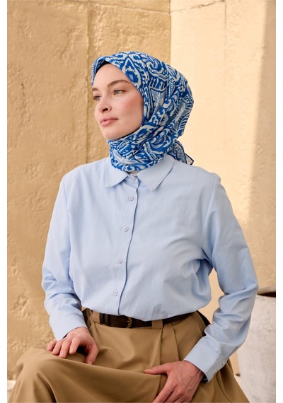 Silk Home Soft Eşarp 73099-18 Saks, Bebe Mavi, Beyaz