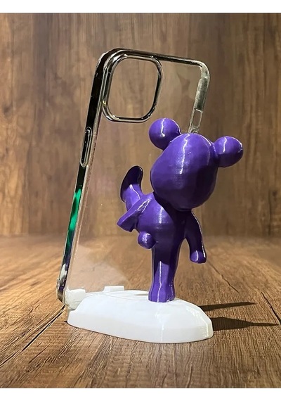 Tekme Atan Ayıcık Telefon Standı Mor