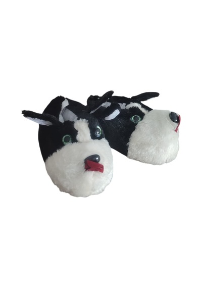 Ateşbags Unisex Hayvan Desenli Ev Ayakkabısı Panduf Siyah