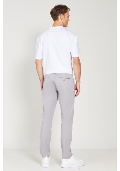 AC&Co / Altınyıldız Classics Erkek Grı Slim Fit Dar Kesim Pamuklu Esnek Chino  Pantolon Gri
