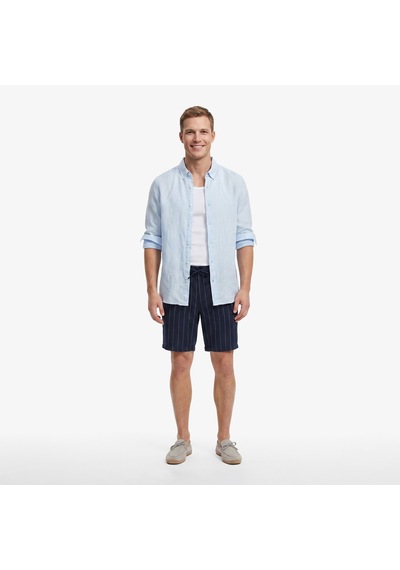Nautica Erkek Lacivert Regular Fit Çizgili Keten Şortçizgilib65104t