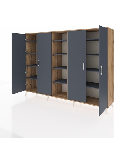 Hyperion Dolap 12 Raflı 4 Kapaklı 220x44x163 Çam-antrasit Çam-antrasit