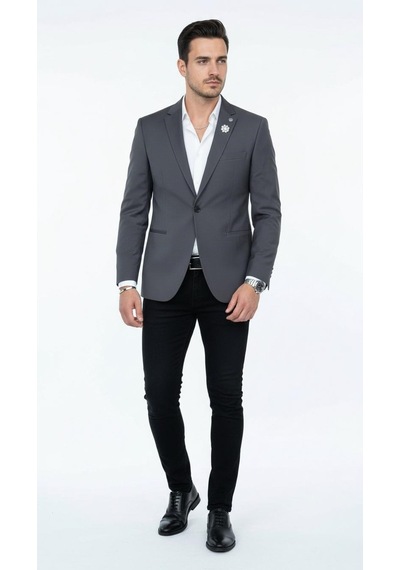 Plus Scorpion Erkek Mono Yaka Tek Düğmeli Çift Yırtmaçlı Blazer Ceket Premium Dokuma Kumaş, 8 Renk Gri Plus Scorpion Erkek Mono Yaka Tek Düğmeli Çift Yırtmaçlı Blazer Ceket Premium Dokuma Kumaş, 8 Renk Gri