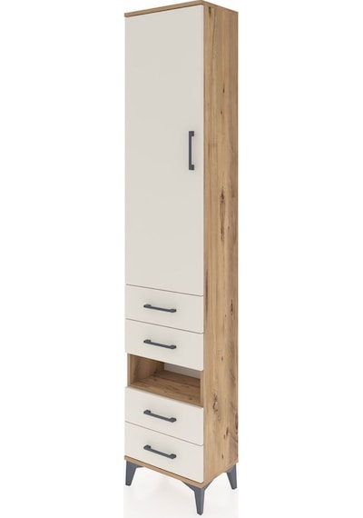 Arges Dolap 3 Raflı 4 Çekmeceli Tek Askılı 44x30x221 Çam-aytaşı Atlas Çam