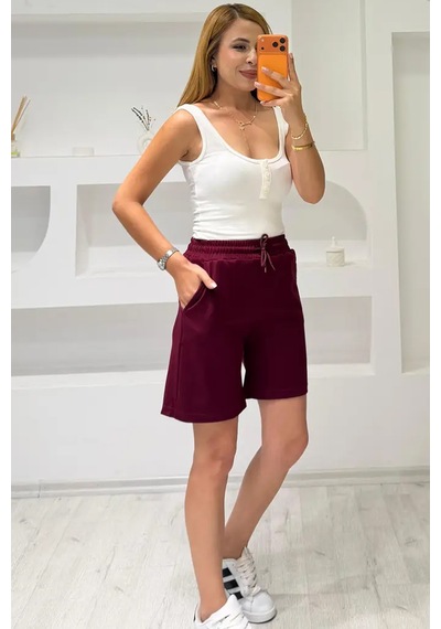 Fiolin Soft Touch Modal Kumaş Şort Bordo