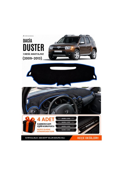 Dacia Duster 1.nesil Makyajsız 2009-2013 Uyumlu Torpido Örtüsü - Siyah-mavi - Da003