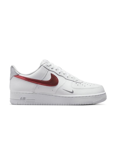 Nike Air Force 1 '07 Trainers White With Metallic Swoosh Leather Sneaker Hakiki Deri Erkek Günlük Spor Ayakkabı Beyaz Beyaz