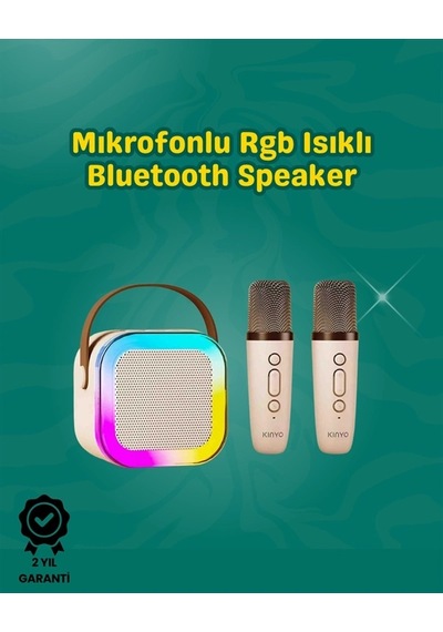 Hubrendy  İki Mikrofonlu Renkli Led Işıklı Karaoke Cihazı