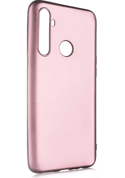 Kilifone - Realme Uyumlu 5i - Kılıf Mat Renkli Esnek Premier Silikon Kapak - Rose Gold