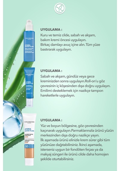 Yves Rocher Hydra Water Plump 3 Lü Nem Bakım Seti -orta-serum 30 Ml &göz Kremi 15 Ml & Bb Krem 40 Ml