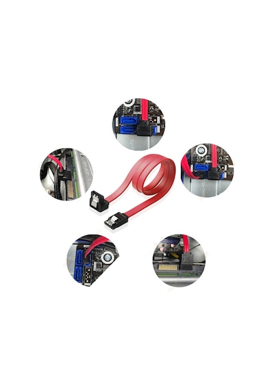40 cm Sata Data Kablo - 90 Derece - Metal Klips - 5 Adet