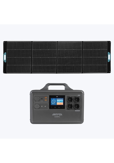 Antfea S2200 Pro Taşınabilir Güç Kaynağı + 300w Taşınabilir Güneş Paneli 2.4 Kw / 2.2 Kwh / 300 W