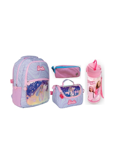 Okul Çantası - Barbie Beslenme Çantası - Çift Gözlü Kalemlik - Barbie Suluk Matara Pembe