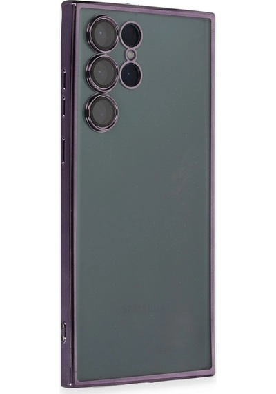 Samsung Uyumlu Galaxy S22 Ultra Kılıf Kamera Korumalı Lensli Silikon Mor