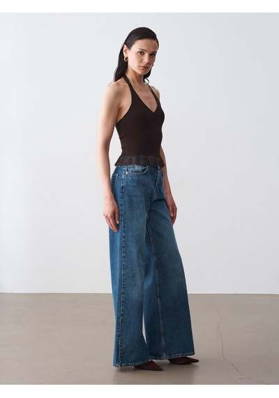 Dilvin 10868 Dantel Detaylı Halter Yaka Triko Bluz-koyu Kahve Dilvin 10868 Dantel Detaylı Halter Yaka Triko Bluz-koyu Kahve