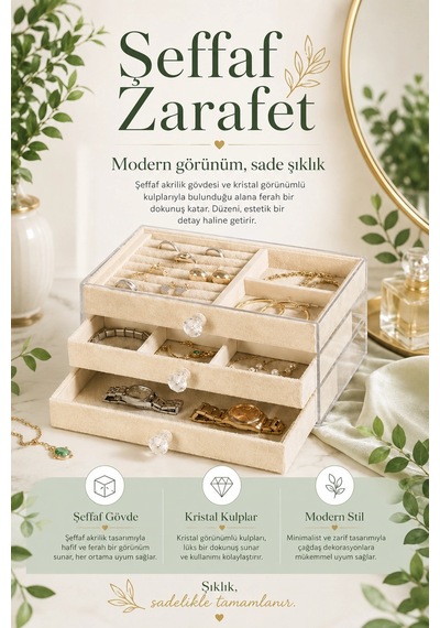 Yüzük Kolye Bileklik Saat İçin Çekmeceli Kadife Takı Organizer Kutusu Çok Renkli