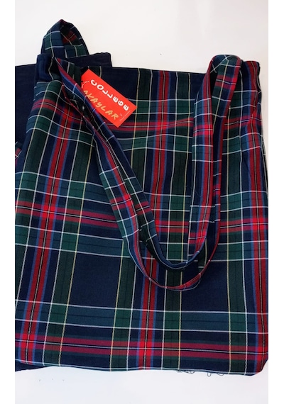 Çift Taraflı Scotch Ekose Omuz Çantası Çok Renkli
