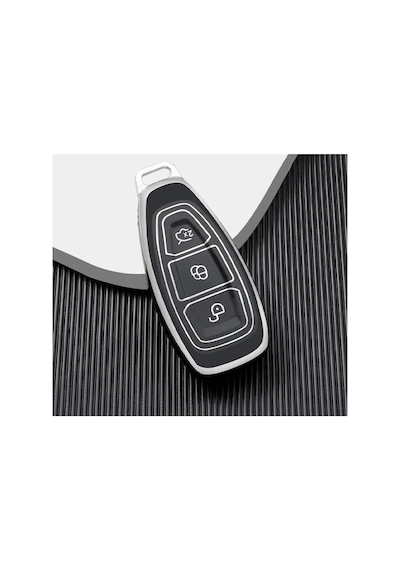 Autohan Keys Lüx Ford Araba Anahtarlık Kılıfı, Siyah Ve Gümüş, Focus Fiesta Kuga Mondeo Smax Cmax Ecosport Model