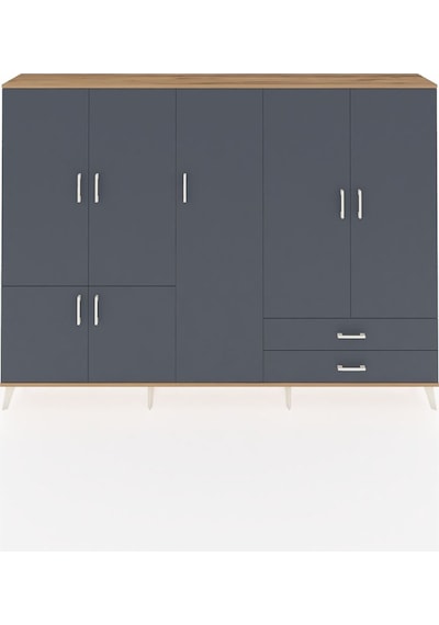 Arges Dolap 12 Raflı 2 Çekmeceli 7 Kapaklı 220x30x163 Çam-antrasi Çam-antrasit Arges Dolap 12 Raflı 2 Çekmeceli 7 Kapaklı 220x30x163 Çam-antrasi Çam-antrasit