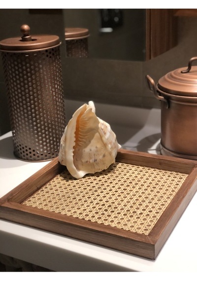 Rattan Hazeran Kare Tepsi Eskitme Model %100 Doğal Hazeran M027