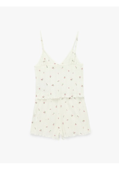 Koton Rahat Kesim Kolsuz V Yaka Pamuklu Çiçekli Pijama Takımı - 2'li Set Pembe Desenli 6slk40087mk Koton Rahat Kesim Kolsuz V Yaka Pamuklu Çiçekli Pijama Takımı - 2'li Set Pembe Desenli 6slk40087mk