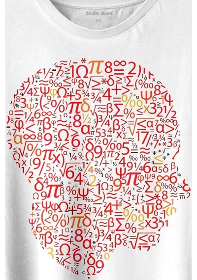 İnsan Kafası Matematik Formüllü Sayı Numaraları Denklem Baskılı Tişört Unisex T-shirt 001