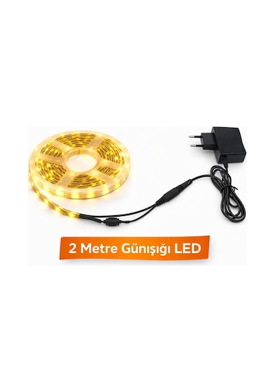 Mutfak Tezgah Üstü Için 2 M Günışığı Şerit Led12v Adaptör Tak Çalıştır Aç Kapa Anahtar