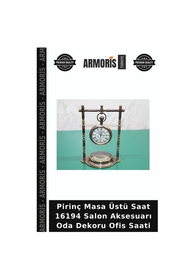 Pirinç Masa Üstü Saat 16194 Salon Aksesuarı Oda Dekoru Ofis Saati Çok Renkli