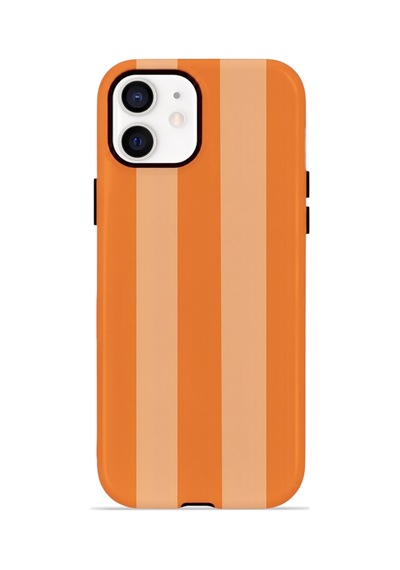 Apple iPhone Uyumlu 11 Vorian Çift Katmanlı Magsafe Kılıf Orange Cream Stripe