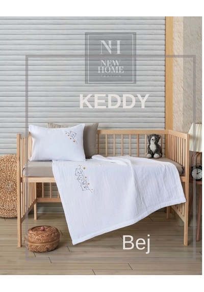 New Home Müslin Bebek Nevresim Takımı 4 Parça Keddy - Bej