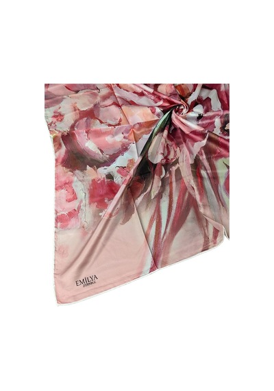 Mim Eşarp Emilya Rayon Çiçek Desenli Eşarp 90x90 Cm Gül Kurusu