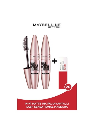 2'li Lash Sensational Siyah Maskara + Mini Super Stay Matte Ink Likit Mat Ruj 20 - Pioneer pktlshsntnlx2mnhdy-8209 Diğer