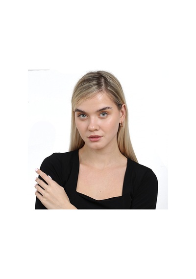 Tesbihane Helezon Tasarım Yarım Tur Rose Renk 925 Ayar Gümüş Kadın Küpe