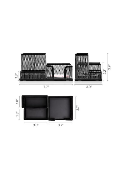 3 Bölmeli Metal Perforeli Organizer (SİYAH)