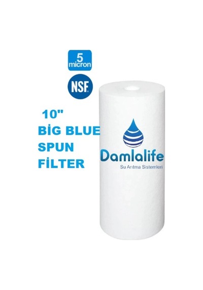 Damlalife Big Blue 10" Jumbo 5 Micron Sediment Elyaf Spun Filtre