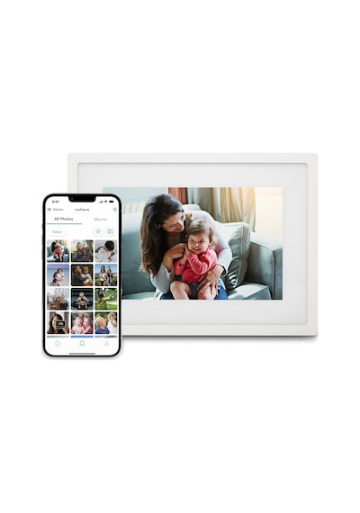 Skylight 10 Inc Dijital Resim Çerçevesi - Dokunmatik - Telefon Kontrollü, Beyaz