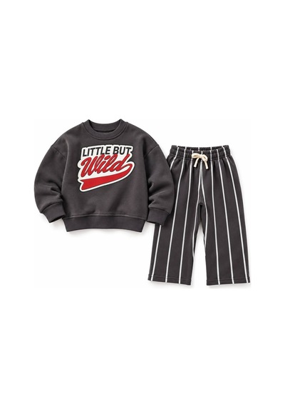 Little But Wild Baskılı Sweatshirt Erkek&kız Çocuk Antrasit Çizgili Eşofman Alt Üst 3ip Takım Siyah Little But Wild Baskılı Sweatshirt Erkek&kız Çocuk Antrasit Çizgili Eşofman Alt Üst 3ip Takım Siyah