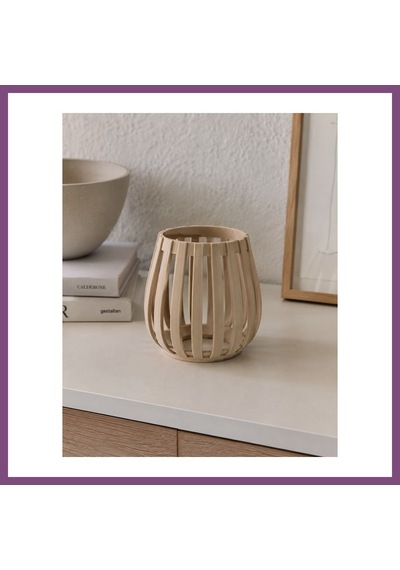 Twin Store 3d Baskı Japandi Tarzı Lamel Desenli Tealight Mumluk Minimalist Rüzgar Feneri Bzstwın Çok Renkli
