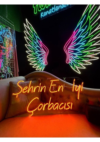Şehrin En İyi Çorbacısı Yazılı Neon Tabela Turuncu