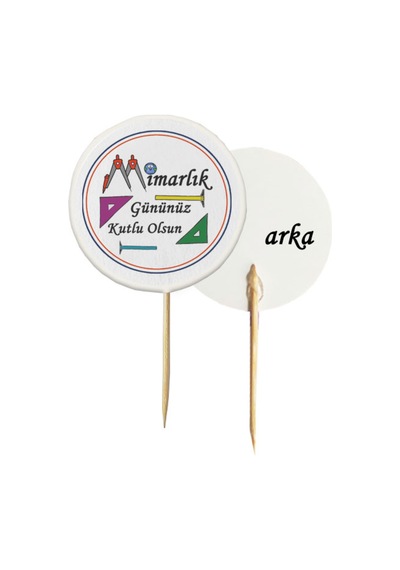 20 Adet Dekoratif Mimarlık Gününüz Kutlu Olsun Baskılı Kürdanı 6,5 Cm-4