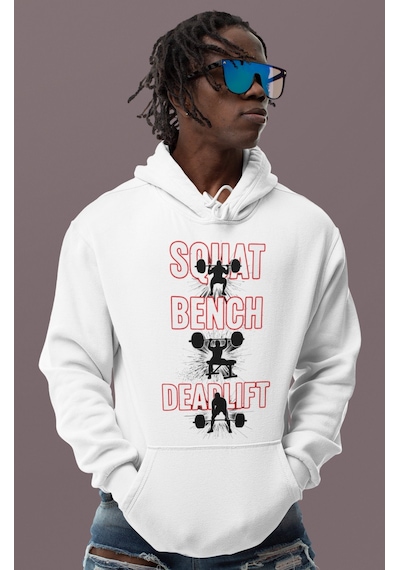 Sevbano Squat Bench Deadlift Tasarım Baskılı Unisex Oversize Bodybuilding beyaz